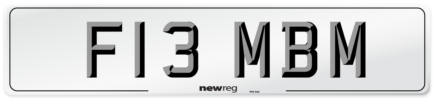 F13 MBM Number Plate from New Reg